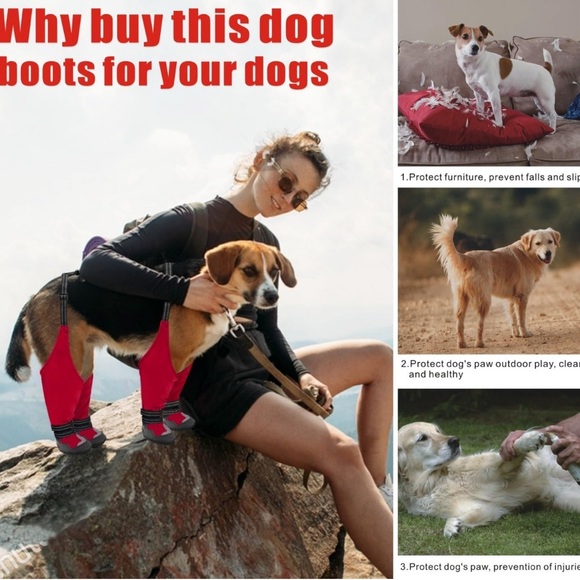 Idepet Dog Suspender Boots, Tall Dog Boots Anti-Slip & Fall Waterproof (064) - Picture 6 of 6